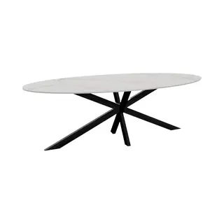 Lizzely Garden & Living Eettafel Ovaal 235cm Figo Marmerlook Wit Ovale Tafel Steen