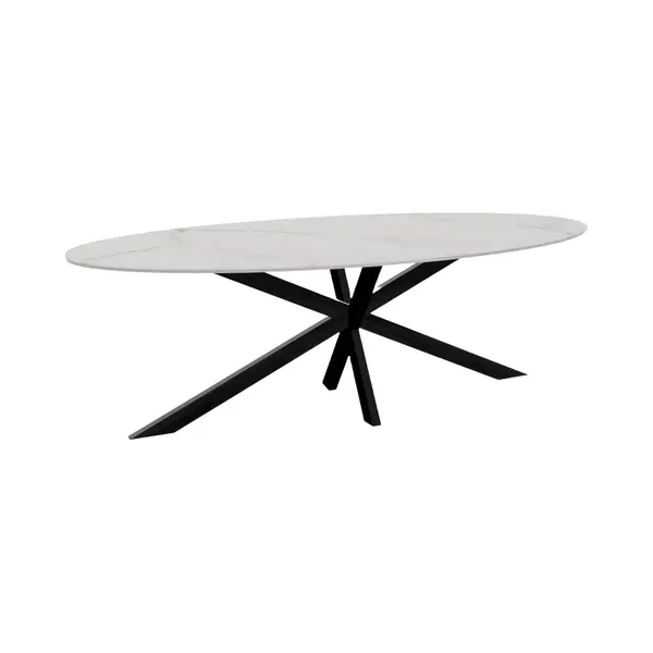 Lizzely Garden & Living Eettafel Ovaal 235cm Figo Marmerlook Wit Ovale Tafel Steen thumbnail