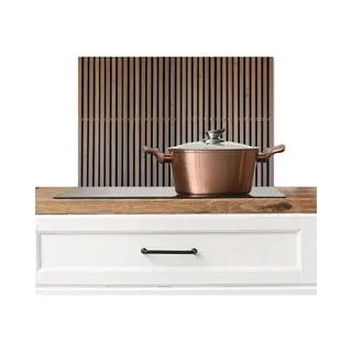 KitchenYeah Spatscherm Keuken 60x40 Cm - Kookplaat Achterwand Vintage - Hout - Design - Structuur - Muurbeschermer - Spatwand Fornuis - Hoogwaardig Aluminium