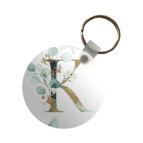 Sleutelhanger Rond - Letter K - Plastic Sleutelhangers - Keychain - Uitdeelcadeautjes - Cadeautje Eerste Letter Van Je Naam Telefoonhoesje thumbnail