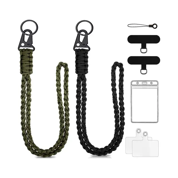 KeyAmor Paracord Heavy Duty Lanyard - Keycord Badgehouder - Musketonhaak Keykoord Sleutelhanger Met Sleutelringen - Universeel Telefoonkoord/Telefoonketting - thumbnail