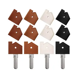KeyAmor 4 Stuks Leren Sleutelhoesjes Met 8 Sleutelringen 25mm - Sleutellabels Onderscheider - Sleutelkapjes Sleutelhangers - Sleutelbeschermer Tags Voor