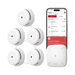 X-Sense Link+ Pro Slimme Rookmelder Bundel - 5 XS01-M Rookmelders En SBS50 Base Station - Werkt Via App - WiFi Gateway - Draadloos Rf Koppelbaar -
