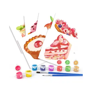 Rubye® Schilderen Op Nummer Volwassenen – Zoetigheid – Inclusief Verf En Penselen – Canvas Schildersdoek - Kleuren Op Nummer - Zes Delige Set -