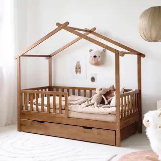 Petite Amelie Petite Amélie Huisbed Maison - Peuterbed 80x160 Cm - Bedhuisje - Walnoot