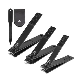 Nuvance Nagelknipper - 4 In 1 - Incl. Nagelvijl - Nageltang - Teennagelknipper - Kalknagel - Zwart