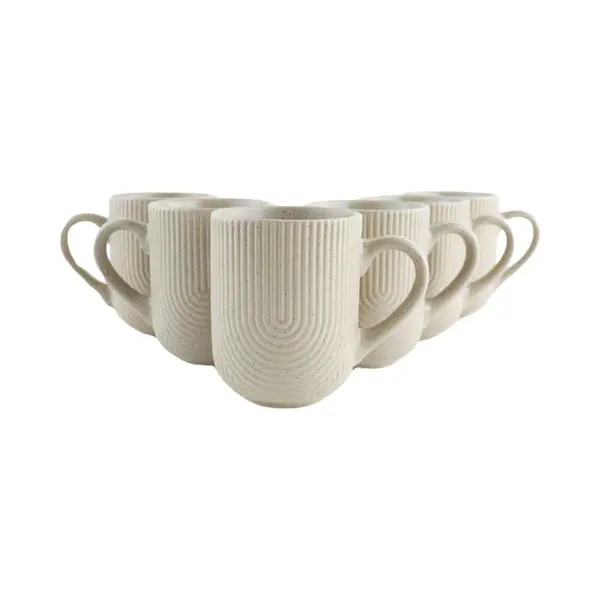 Otix Koffiekopjes - Met Oor - Set Van 6 - Koffietassen - Cappuccino Kop - Theemok - 300ML - Aardewerk - Teak thumbnail