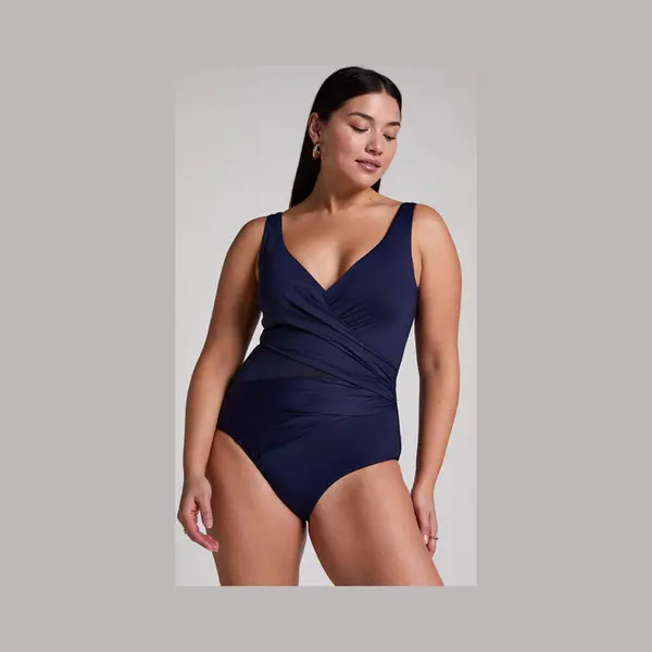 Hunkemöller Badpak Shaping Shell Mesh Blauw thumbnail