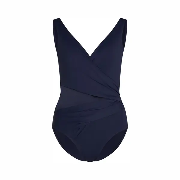 Hunkemöller Dames Badmode Badpak Shaping Shell Mesh - Blauw - Maat S thumbnail