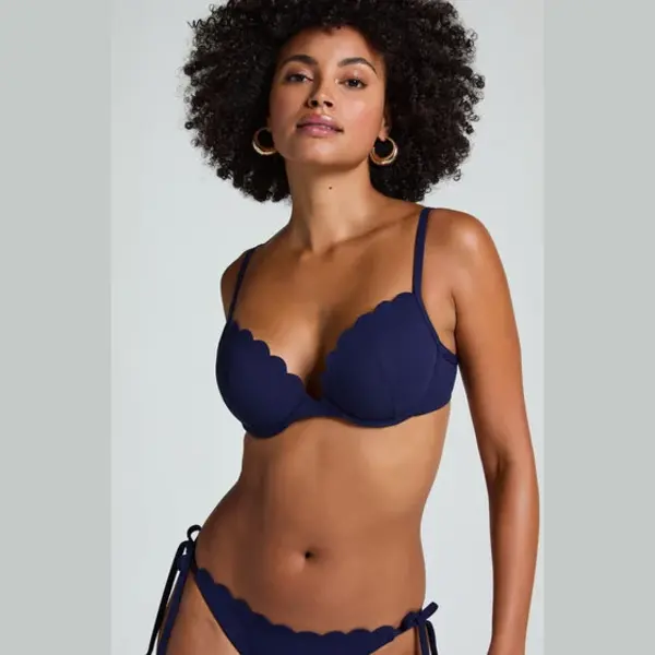 Hunkemöller Voorgevormde Push-up Beugel Bikinitop Scallop Cup A - E Blauw thumbnail