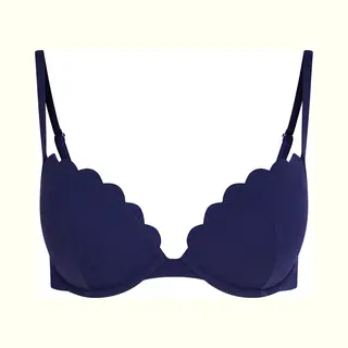 Hunkemöller Dames Badmode Voorgevormde Push-up Beugel Bikinitop Scallop Cup A - E - Blauw - Maat D75