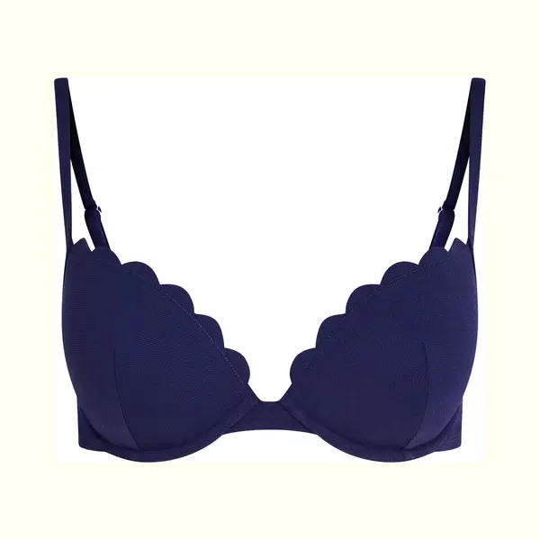 Hunkemöller Dames Badmode Voorgevormde Push-up Beugel Bikinitop Scallop Cup A - E - Blauw - Maat D75 thumbnail