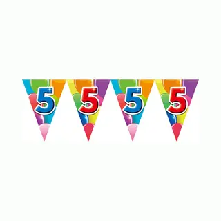 We Fiesta 2x Vlaggenlijn 5 Jaar 10 Meter Dubbelzijdig Bedrukt - Verjaardag Feestje Vlag Vlaggen Versiering Slinger Feestdecoratie Decoratie