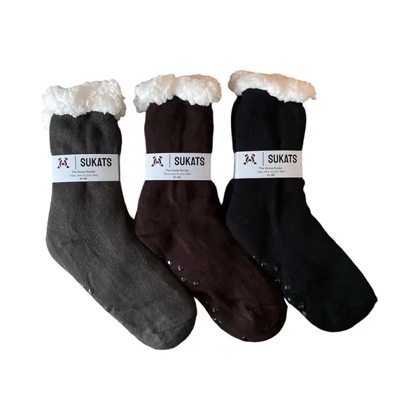 Sukats® Huissokken - Homesocks - 3 Paar - Maat 41-46 - Antislip Sokken - Fluffy Sokken - Huissokken Heren - Slofsokken - Variant 8 - Meerdere Maten thumbnail