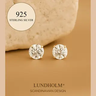 Lundholm Luxe 925 Sterling Zilver Studs Oorbellen Jewellery - Oorknopjes Zilver Zirkonia 4 Mm - Sieraden Dames Vrouwen Cadeautjes Tip - In Luxe