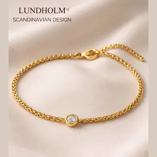 Lundholm Luxe Premium Stainless Steel Jewellery Gold Plated Goud Kleurige Armband Dames Minimalistisch Met Zirkonia - Vrouwen Cadeautjes Tip My Anah