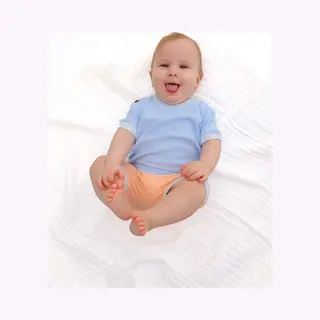 RobyKris Baby T-shirt & Broekje - Tweedelige Set - Blauw/perzik - Maat 98-104