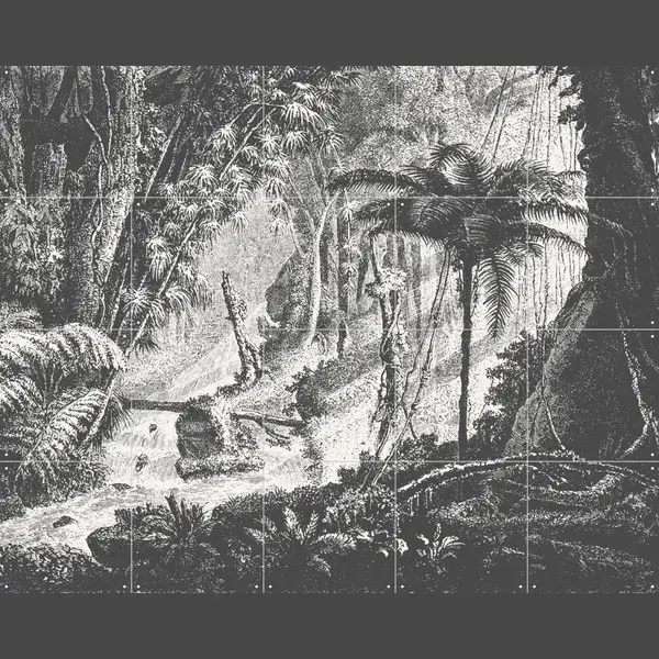 Ixxi Brazilian Jungle, Aster Edition - 100 X 80 Cm - Gratis Ophangtool - Grote Wanddecoratie En Posters - Vintage, Houtsnede, Illustraties thumbnail