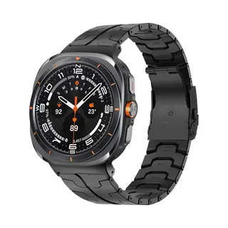 Bandz Titanium Band 'Iron' Geschikt Voor Samsung Galaxy Watch Ultra / Ultra 2025 (zwart) – Premium Metalen Schakelband Met Inkortset – Stijlvolle