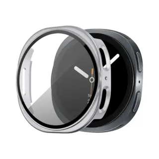 Bandz Pc Hard Case Hoesje Met Screenprotector - Geschikt Voor Samsung Galaxy Watch 8 - 44mm - Beschermhoes Van Hard Plastic - Full Cover (zilver)