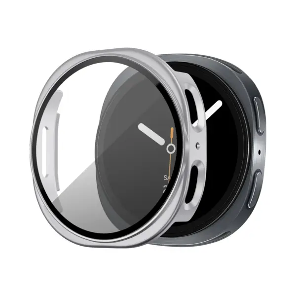 Bandz Pc Hard Case Hoesje Met Screenprotector - Geschikt Voor Samsung Galaxy Watch 8 - 44mm - Beschermhoes Van Hard Plastic - Full Cover (zilver) thumbnail