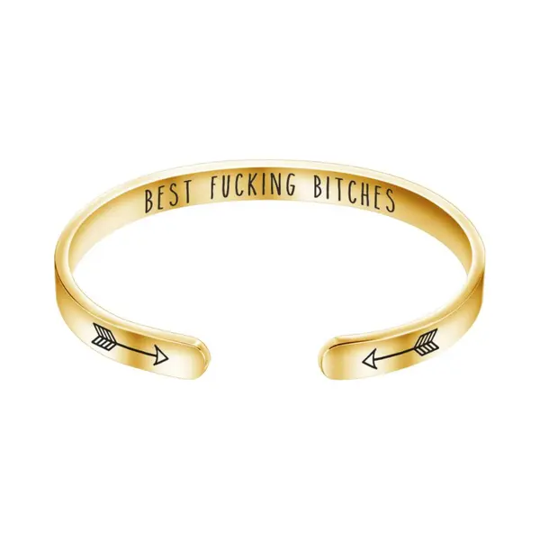 Marama - Armband - Best Fucking Bitches - Ingegraveerd - Goud - Rvs - Damesarmband - Cadeau - Vriendschap thumbnail