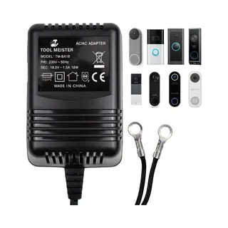 Tool Meister BA18 - Adapter Voor Smart Deurbel - 18V Ac 1A 18W - 5 Meter Kabel