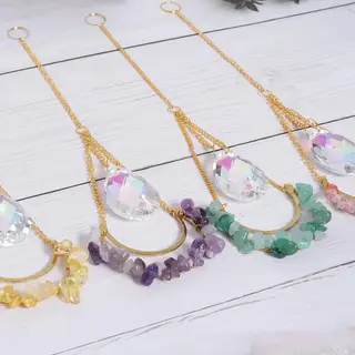 Wondersathome Suncatcher Gemstone Amethist Stone - Druppel - Kristal Zonnevanger - Raamdecoratie - Amethist - Edelsteen - Spiritueel - Boho - Bohemian