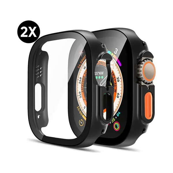 Gehäuse Passend Für Apple Watch Ultra - 49 Mm Bildschirmschutz - Podec Full Cover Hard Case - Schwarz - 2 Stück thumbnail