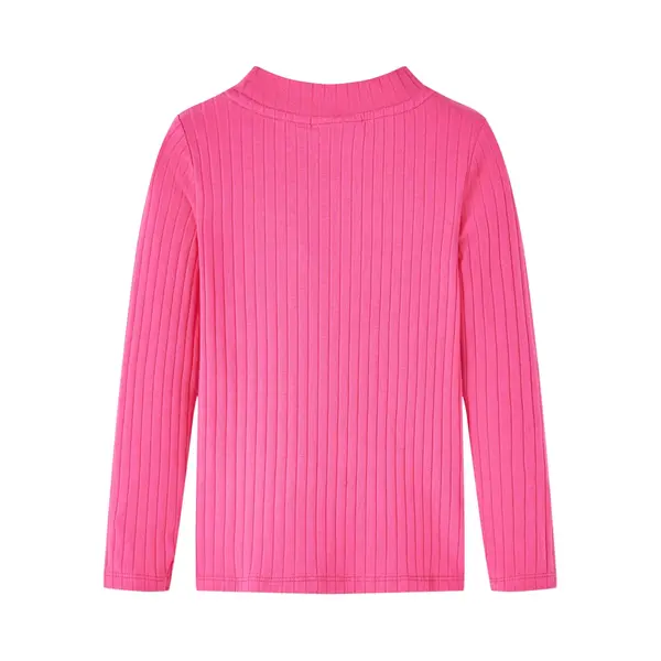 VidaXL Kinder-Langarmshirt Rippstrick Knallrosa 128 thumbnail