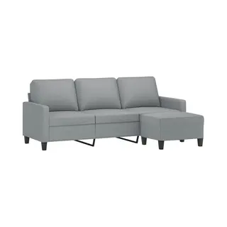VidaXL Driezitsbank Met Voetenbank 180 Cm Stof Lichtgrijs