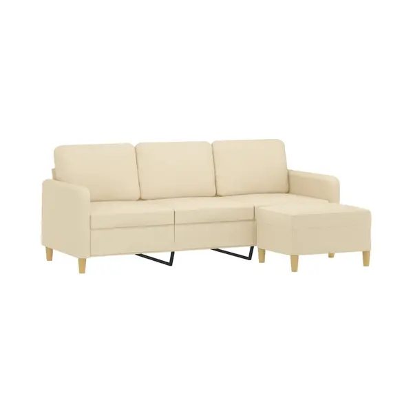 3-sitzer-sofa Mit Hocker Creme 180 Cm Stoff Vidaxl thumbnail