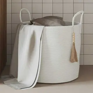 VidaXL Opbergmand Ø 40x35 Cm Katoen Wit