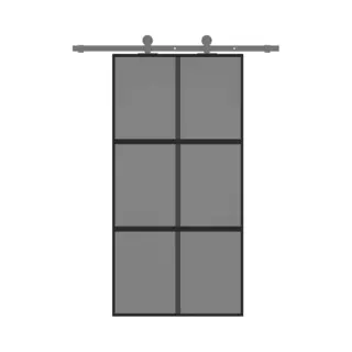 VidaXL Schuifdeur 102, 5x205 Cm Gehard Glas En Aluminium Zwart