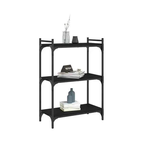 Vidaxl Bücherregal 3 Etagen Schwarz 60x30x86 Cm Aus Holzwerkstoff thumbnail