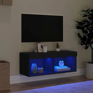 Tv Cabinet With Led Lights Black 80x30x30 Cm Vidaxl