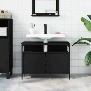 Vidaxl - Bathroom Sink Cabinet Black 80x30x60 Cm Engineered Wood