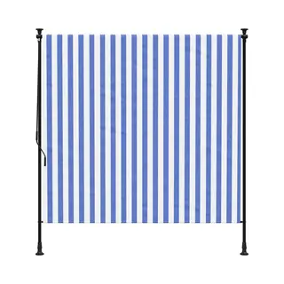 VidaXL - Rolgordijn - Voor - Buiten - 150x270 - Cm - Stof - En - Staal - Blauw - En - Wit
