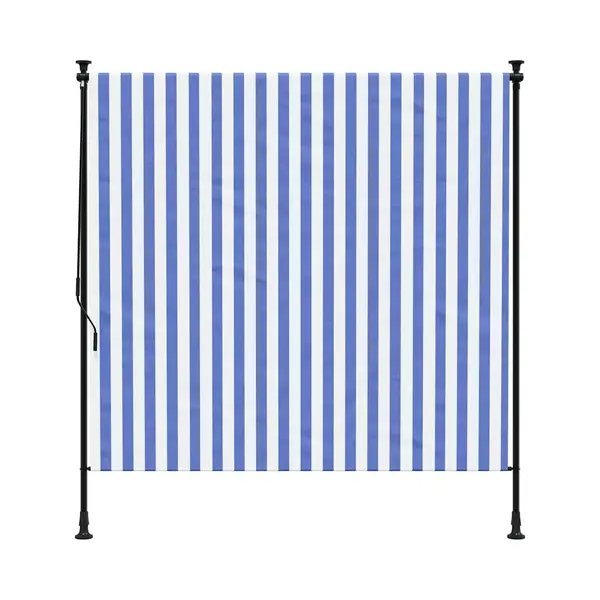 VidaXL - Rolgordijn - Voor - Buiten - 150x270 - Cm - Stof - En - Staal - Blauw - En - Wit thumbnail