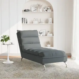 VidaXL Chaise Longue Met Kussens Stof Donkergrijs