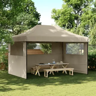 VidaXL - Partytent - Inklapbaar - Pop-up - Met - 3 - Zijwanden - Taupe