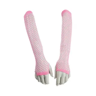BamBella® Handschoenen Visnet Roze Lange Vingerloze Elastische Handschoen Gaatjes Mesh Stof
