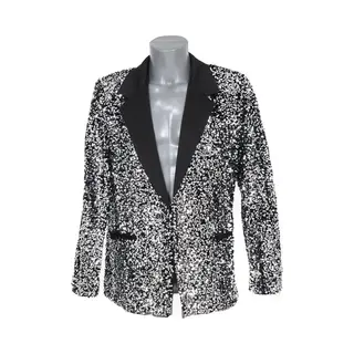momol Pailletten Colbert - Zilver - Heren - Disco Colbert - Carnavalscolbert - Glitter En Glamour - Maat Xl