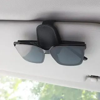 Zonnebrilhouder Voor Auto - Zwart - Zonneklep - Organizer - Magnetisch Leer - Brilhouder - Clip Voor Auto - Zonneklep - Universeel Vizier -