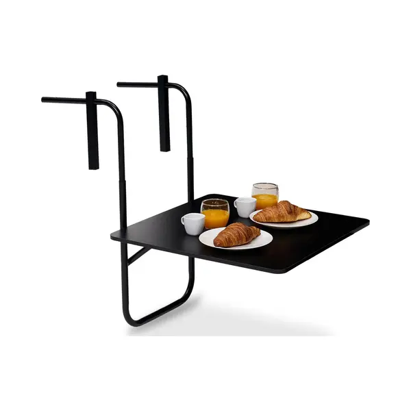 Infinity Goods Balkontafel - Inklapbaar - 60 X 60 Cm - Verstelbaar - Hangend - Zwart thumbnail