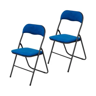 Brixy Klappstühle 2er Set - Samt - Esstisch Stühle - 43 X 47 X 80 Cm - Schwarz