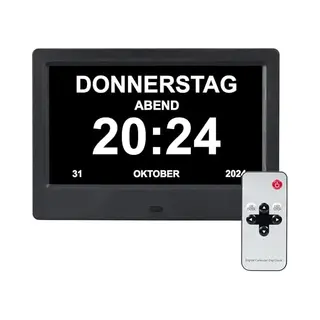 Brixy Dementie Klok, 24 Alarmfuncties Met Afstandsbediening, Automatische Dimmer, Kalenderklok, Zwart