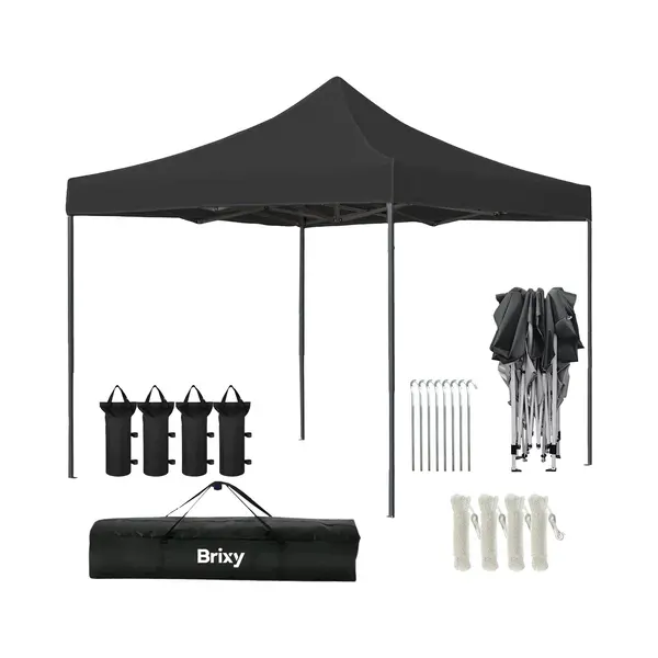 Brixy Partytent - Opvouwbaar - Easy Up - 3x3m - Waterdicht - Paviljoen - Incl. Draagtas - Antraciet thumbnail