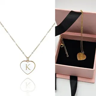 eCarla Ketting Verguld Met 14-karaats Geelgoud Met Elegante Hanger In De Vorm Van Een Hart Met De Letter K / Cadeau Voor Een Vrouw Of Meisje / Kraamcadeau /