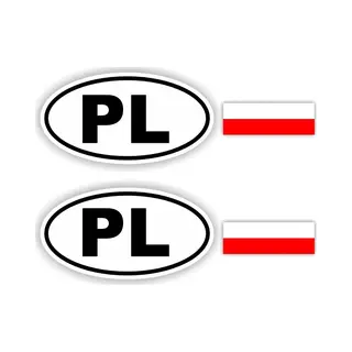 Jerma allerhandestickers Jerma - Pl - Polen - Vlag - Auto -Sticker - 2x Ovaal 13x7 Cm - 2st 7x2.5 Cm - Vinyl - Zelfklevend